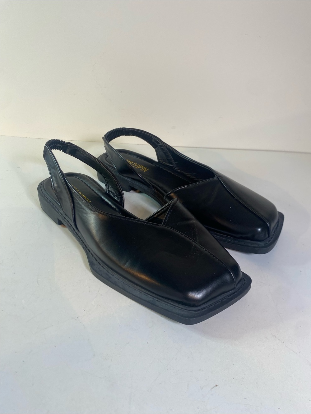 Jinwuyipin Black Square Toe Sling Back Shoes Chinese Size 250